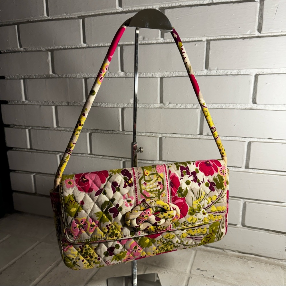 Vera Bradley Make Me Blush Knot Just A Clutch Purse Pink Green Floral
